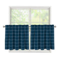 Deep Blue Tattersall Pattern Print Tier Curtains