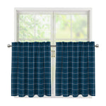 Deep Blue Tattersall Pattern Print Tier Curtains