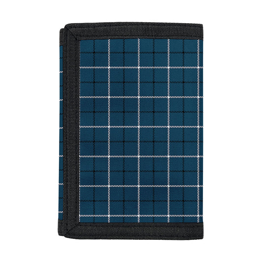 Deep Blue Tattersall Pattern Print Trifold Wallet