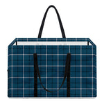 Deep Blue Tattersall Pattern Print Utility Tote Bag