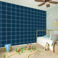 Deep Blue Tattersall Pattern Print Wall Sticker