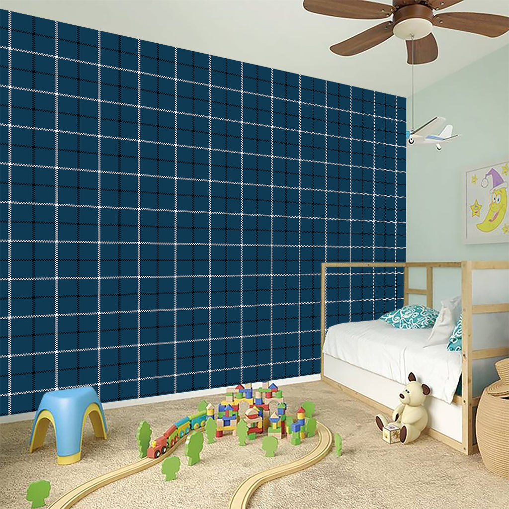 Deep Blue Tattersall Pattern Print Wall Sticker