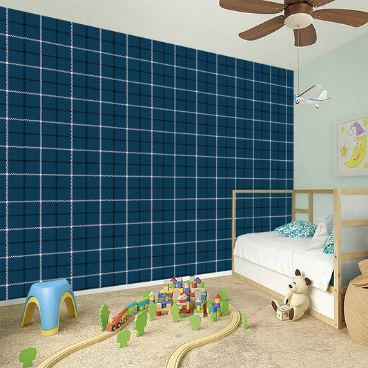 Deep Blue Tattersall Pattern Print Wall Sticker