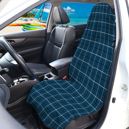 Deep Blue Tattersall Pattern Print Waterproof Car Seat Cover