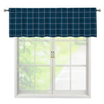 Deep Blue Tattersall Pattern Print Window Valance