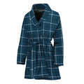 Deep Blue Tattersall Pattern Print Women's Bathrobe