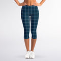 Deep Blue Tattersall Pattern Print Women's Capri Leggings