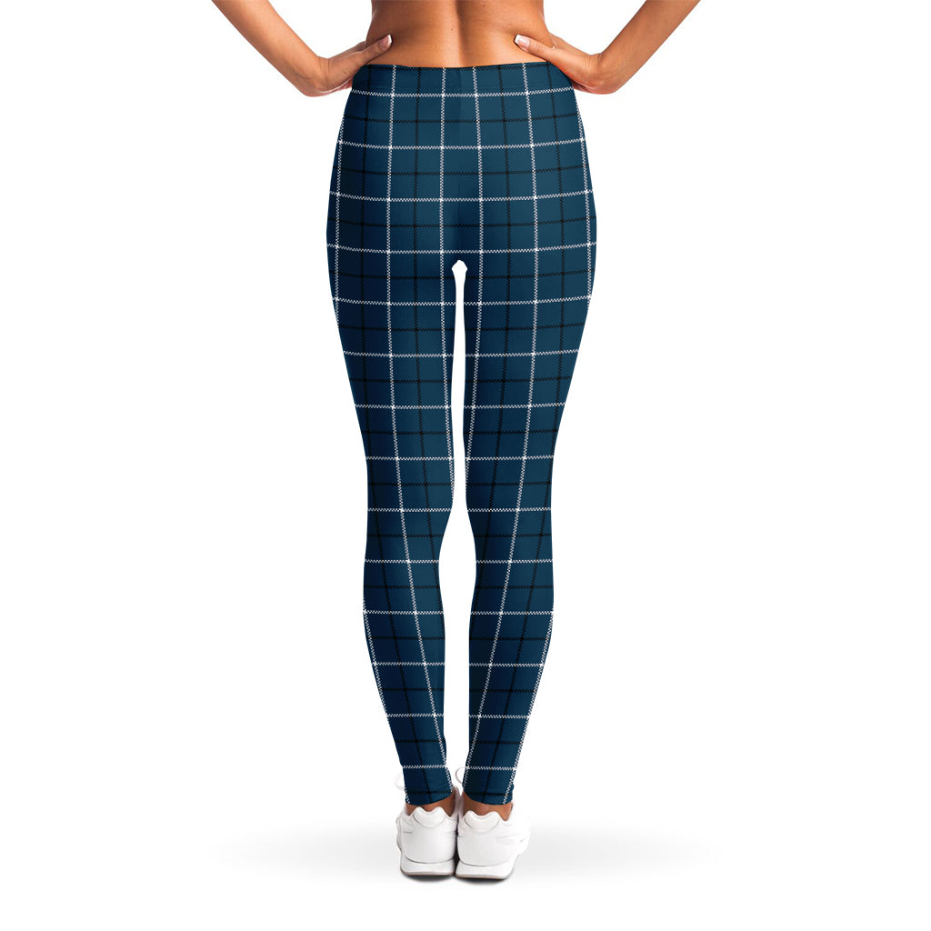 Deep Blue Tattersall Pattern Print Women's Leggings