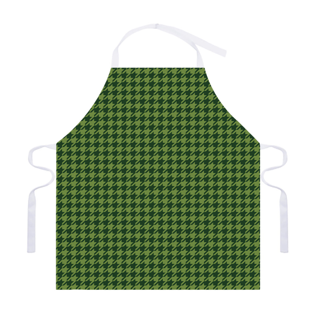 Deep Green Houndstooth Pattern Print Adjustable Apron