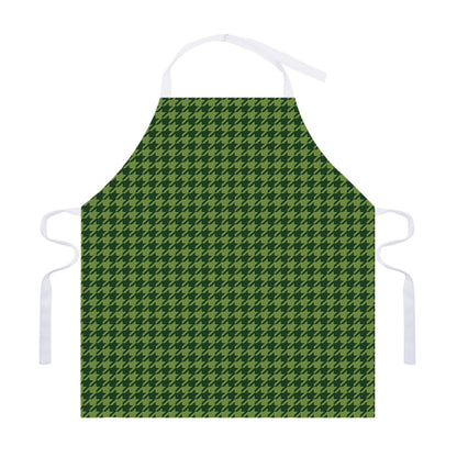 Deep Green Houndstooth Pattern Print Adjustable Apron