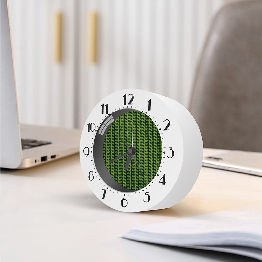 Deep Green Houndstooth Pattern Print Alarm Clock