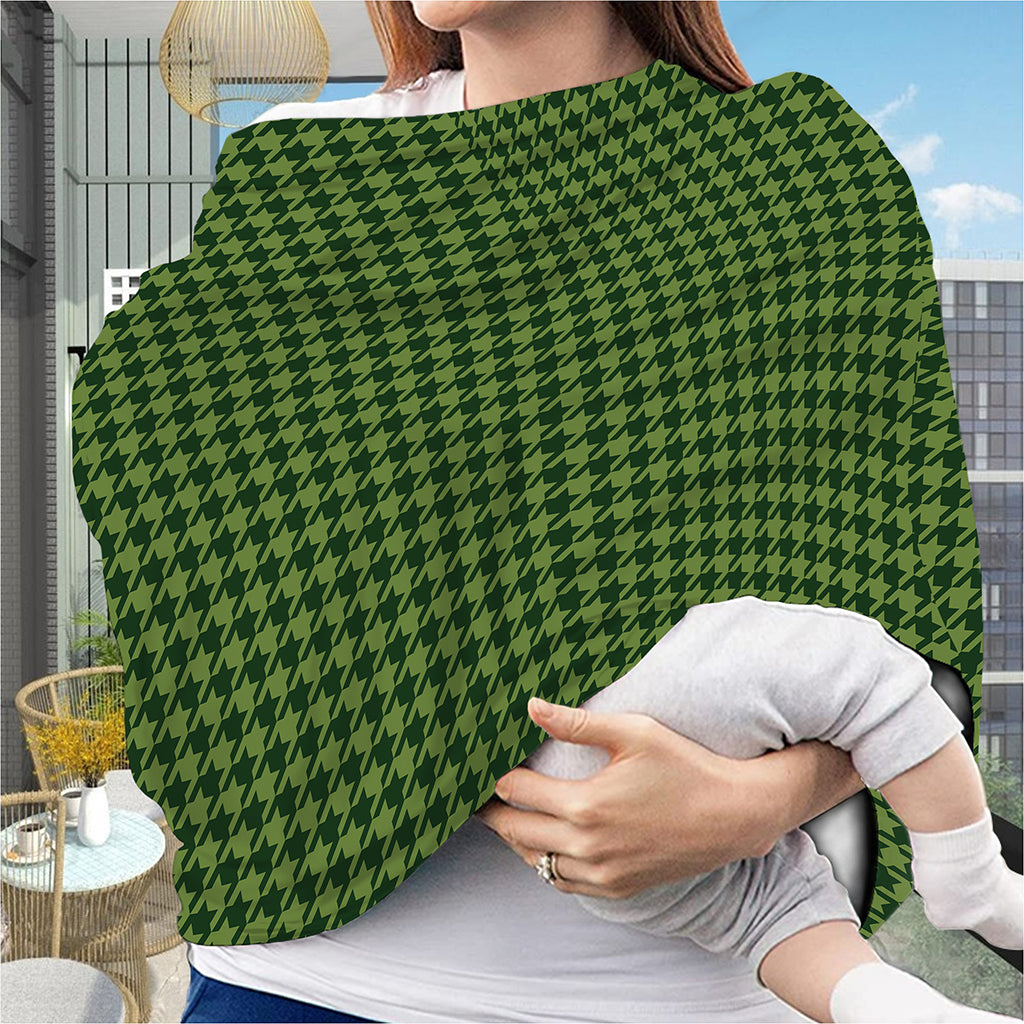 Deep Green Houndstooth Pattern Print Baby Seat Cover