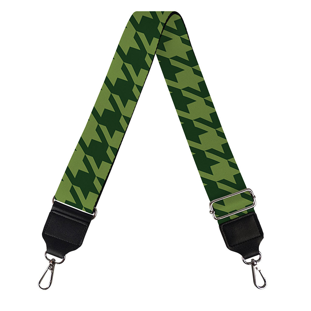 Deep Green Houndstooth Pattern Print Bag Strap