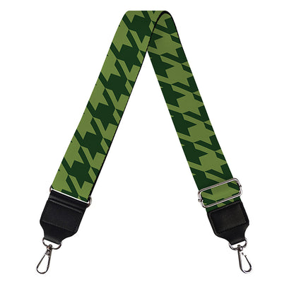 Deep Green Houndstooth Pattern Print Bag Strap