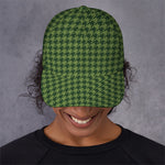 Deep Green Houndstooth Pattern Print Baseball Cap