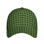 Deep Green Houndstooth Pattern Print Baseball Cap