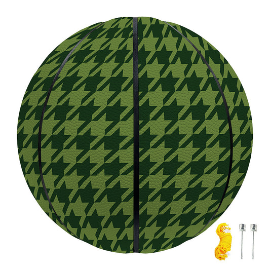 Deep Green Houndstooth Pattern Print Basketball