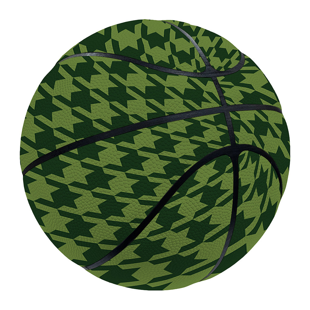 Deep Green Houndstooth Pattern Print Basketball
