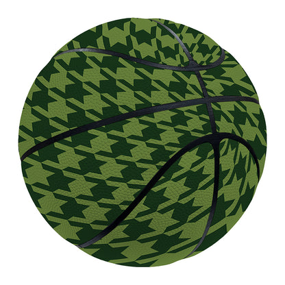 Deep Green Houndstooth Pattern Print Basketball