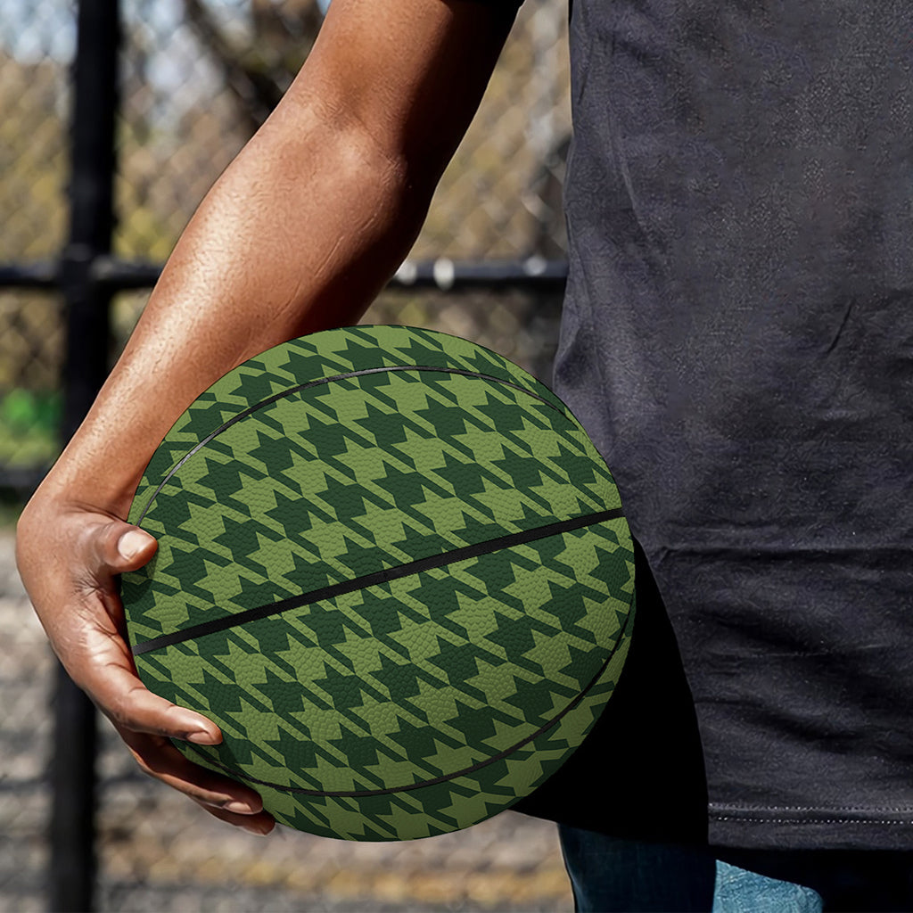Deep Green Houndstooth Pattern Print Basketball