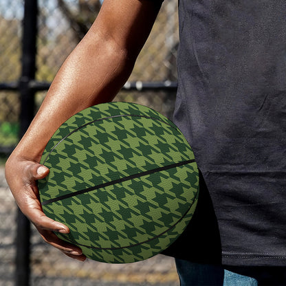Deep Green Houndstooth Pattern Print Basketball
