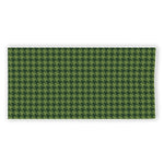 Deep Green Houndstooth Pattern Print Beach Towel