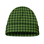 Deep Green Houndstooth Pattern Print Beanie