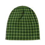 Deep Green Houndstooth Pattern Print Beanie