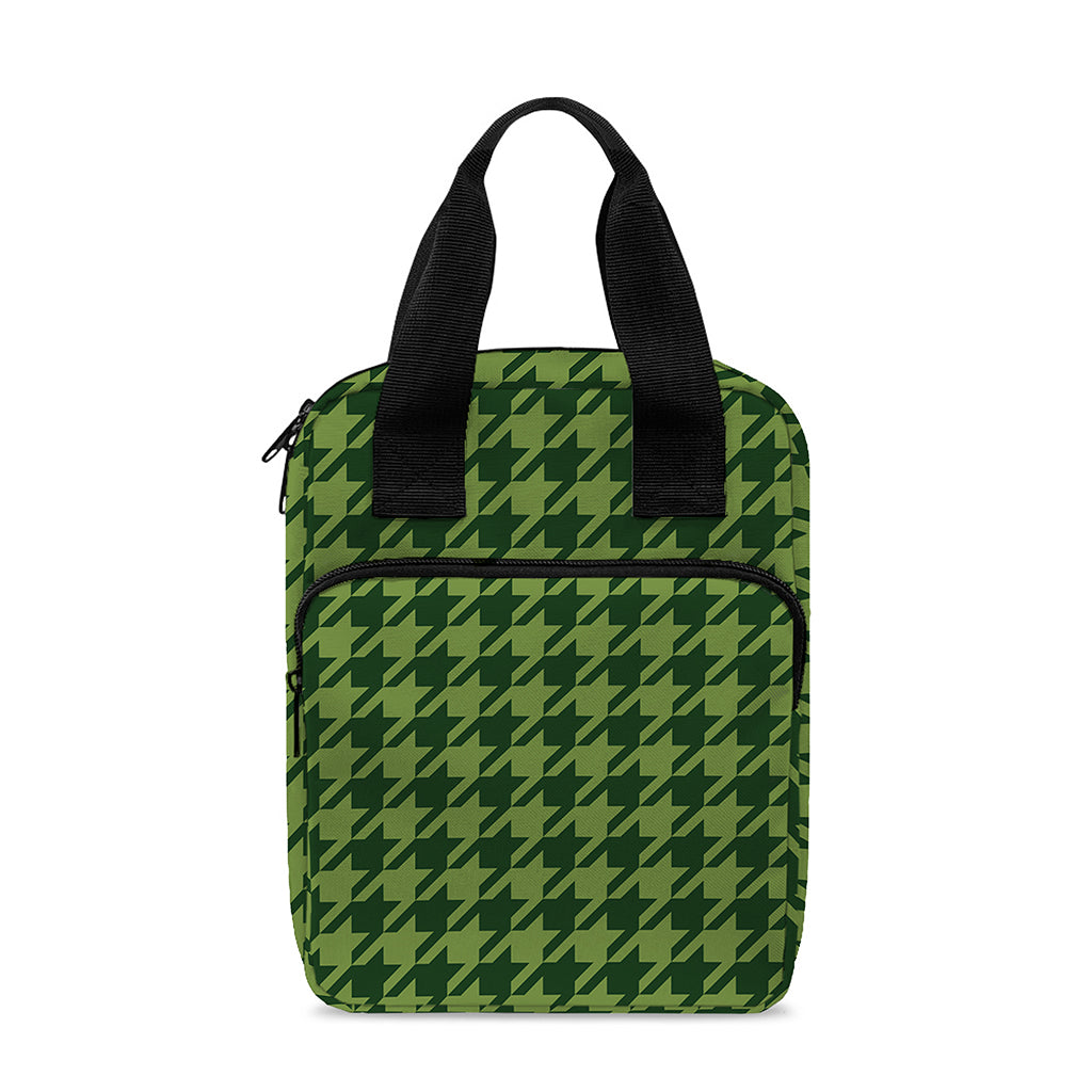 Deep Green Houndstooth Pattern Print Bible Tote Bag