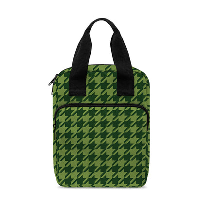Deep Green Houndstooth Pattern Print Bible Tote Bag