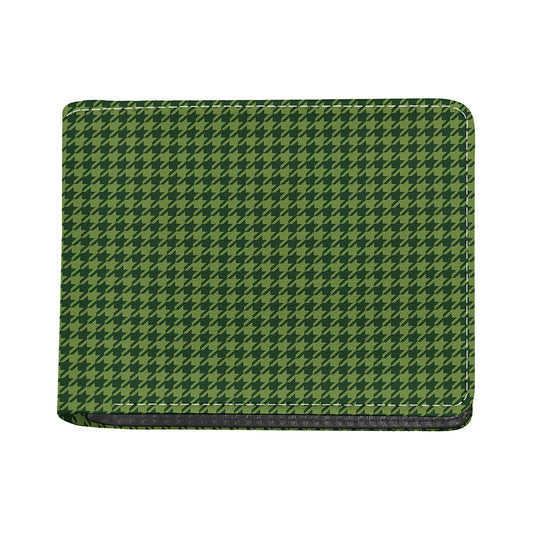 Deep Green Houndstooth Pattern Print Bifold Wallet