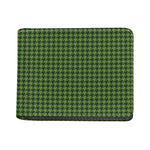 Deep Green Houndstooth Pattern Print Bifold Wallet