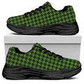 Deep Green Houndstooth Pattern Print Black Chunky Shoes