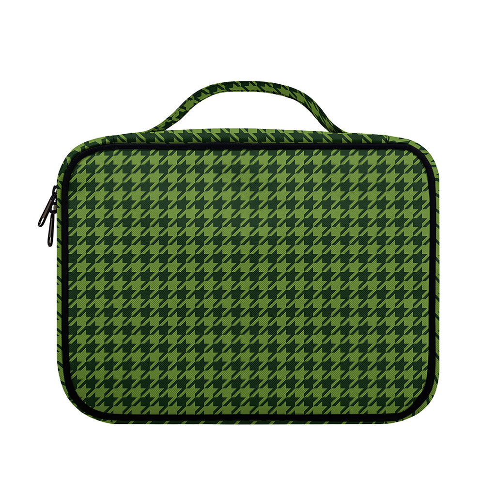 Deep Green Houndstooth Pattern Print Briefcase Bible Bag