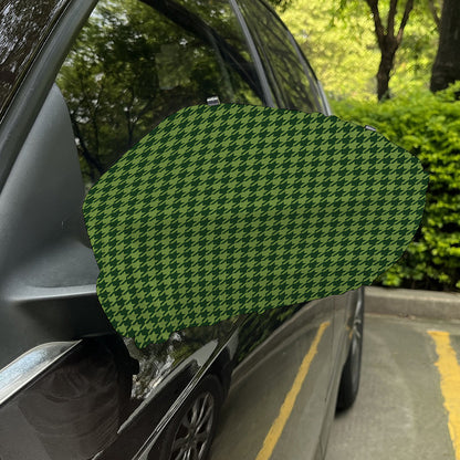 Deep Green Houndstooth Pattern Print Car Side Mirror Covers