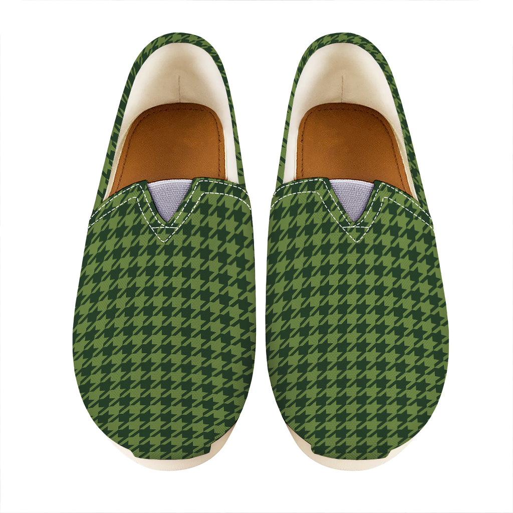 Deep Green Houndstooth Pattern Print Casual Shoes