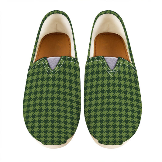 Deep Green Houndstooth Pattern Print Casual Shoes