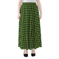 Deep Green Houndstooth Pattern Print Chiffon Maxi Skirt