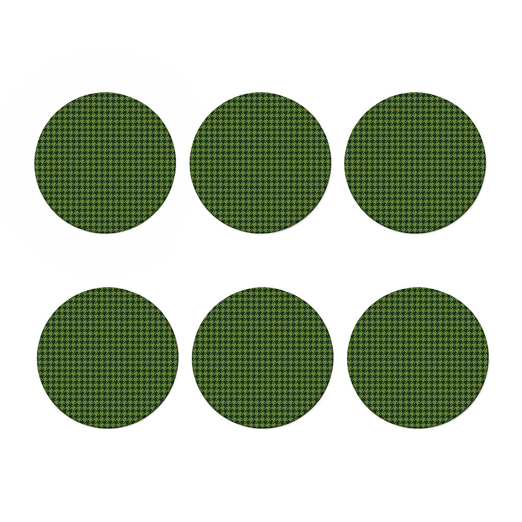 Deep Green Houndstooth Pattern Print Coaster Set