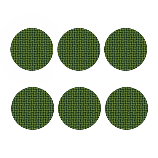 Deep Green Houndstooth Pattern Print Coaster Set