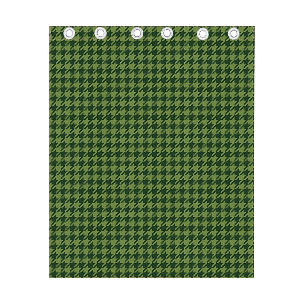 Deep Green Houndstooth Pattern Print Curtain