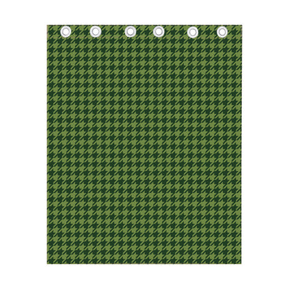 Deep Green Houndstooth Pattern Print Curtain