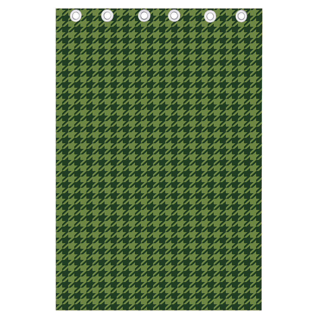 Deep Green Houndstooth Pattern Print Curtain
