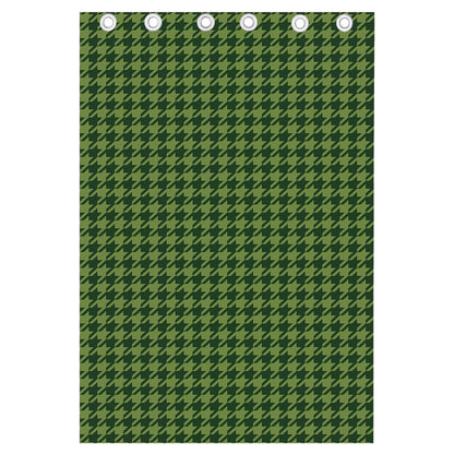 Deep Green Houndstooth Pattern Print Curtain