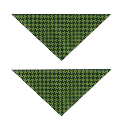 Deep Green Houndstooth Pattern Print Dog Bandana