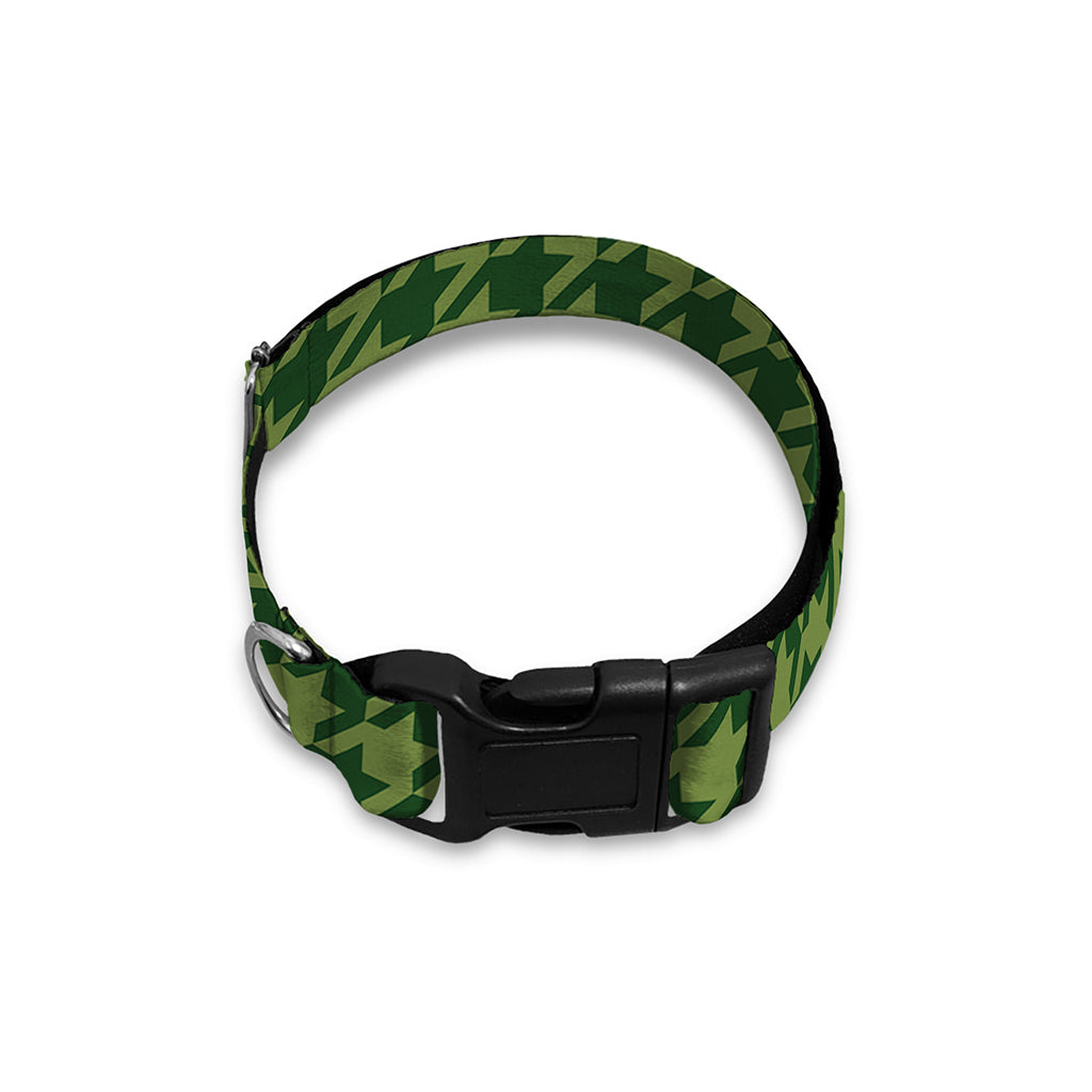 Deep Green Houndstooth Pattern Print Dog Collar
