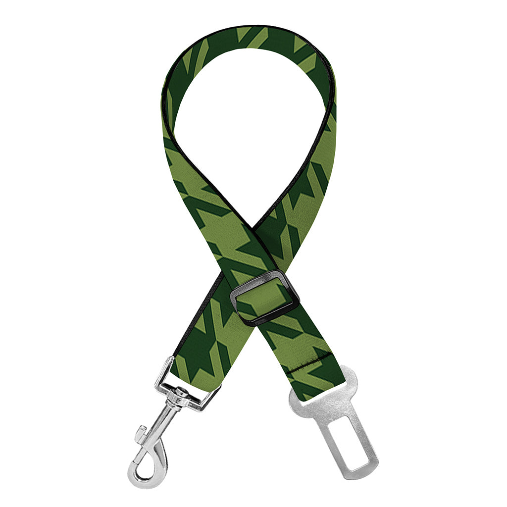 Deep Green Houndstooth Pattern Print Dog Seat Belt