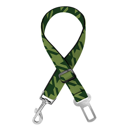 Deep Green Houndstooth Pattern Print Dog Seat Belt