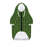 Deep Green Houndstooth Pattern Print Dog Zip Up Hoodie
