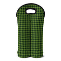 Deep Green Houndstooth Pattern Print Double Neoprene Wine Tote